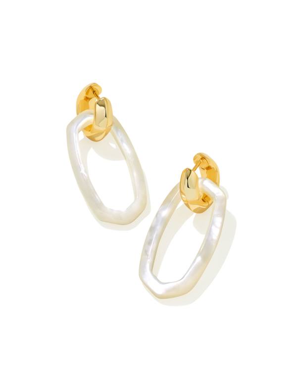 Danielle Gold Convertible Link Earrings in Ivory Mother-of-Pearl